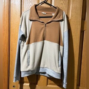 Colorblock Quarter-Zip Sweater